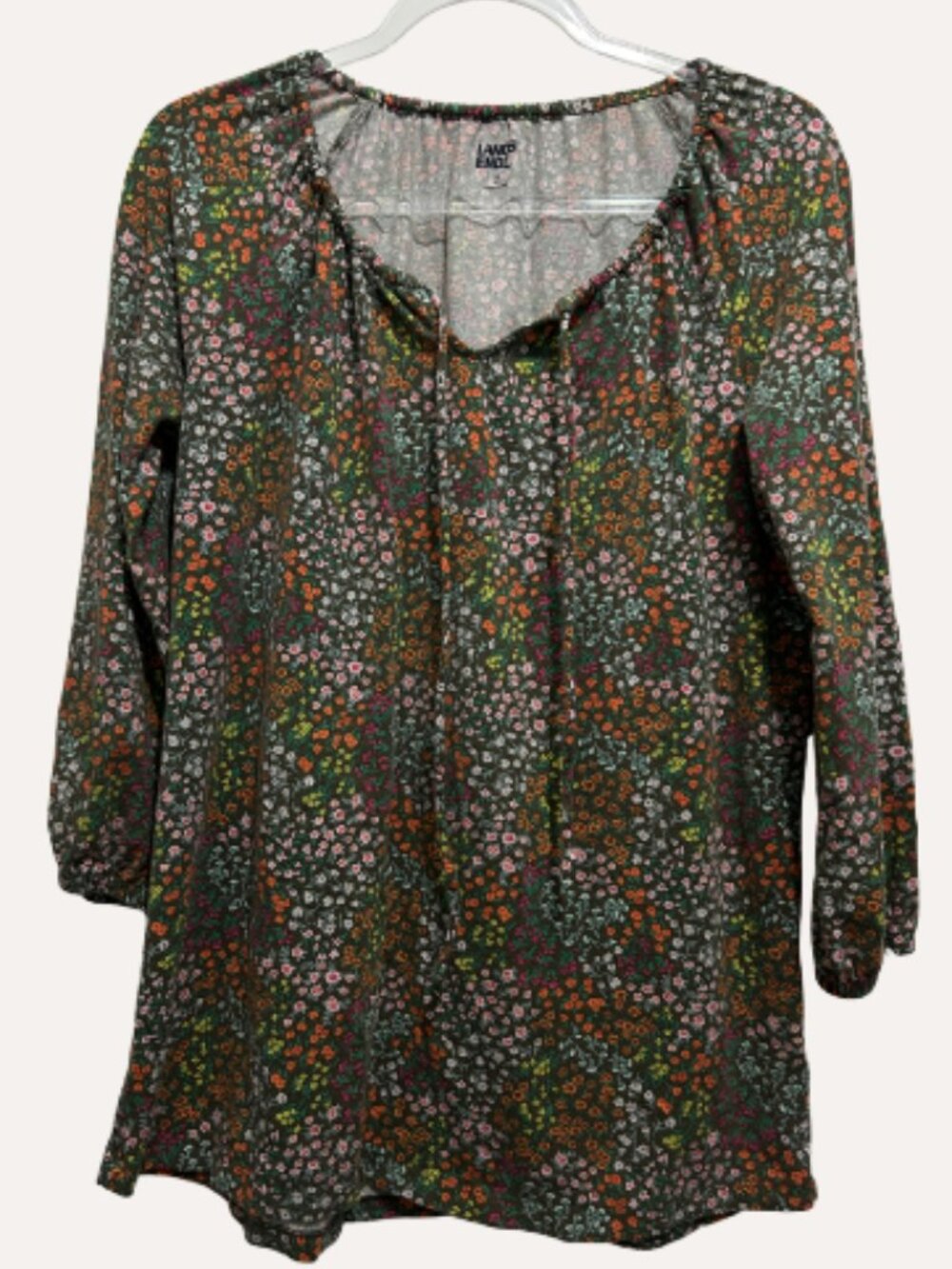Lands’ End Floral 3/4 Sleeve Blouse – Size M (10–12)